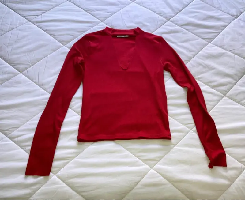 Polera Zara manga larga escote V - 1