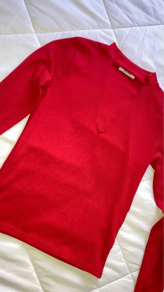 Polera Zara manga larga escote V - 2