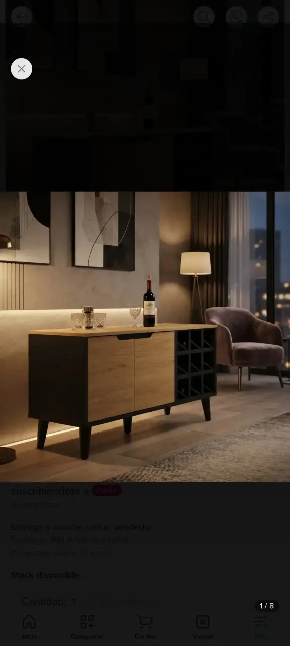Aparador de madera con compartimento para vinos - 1
