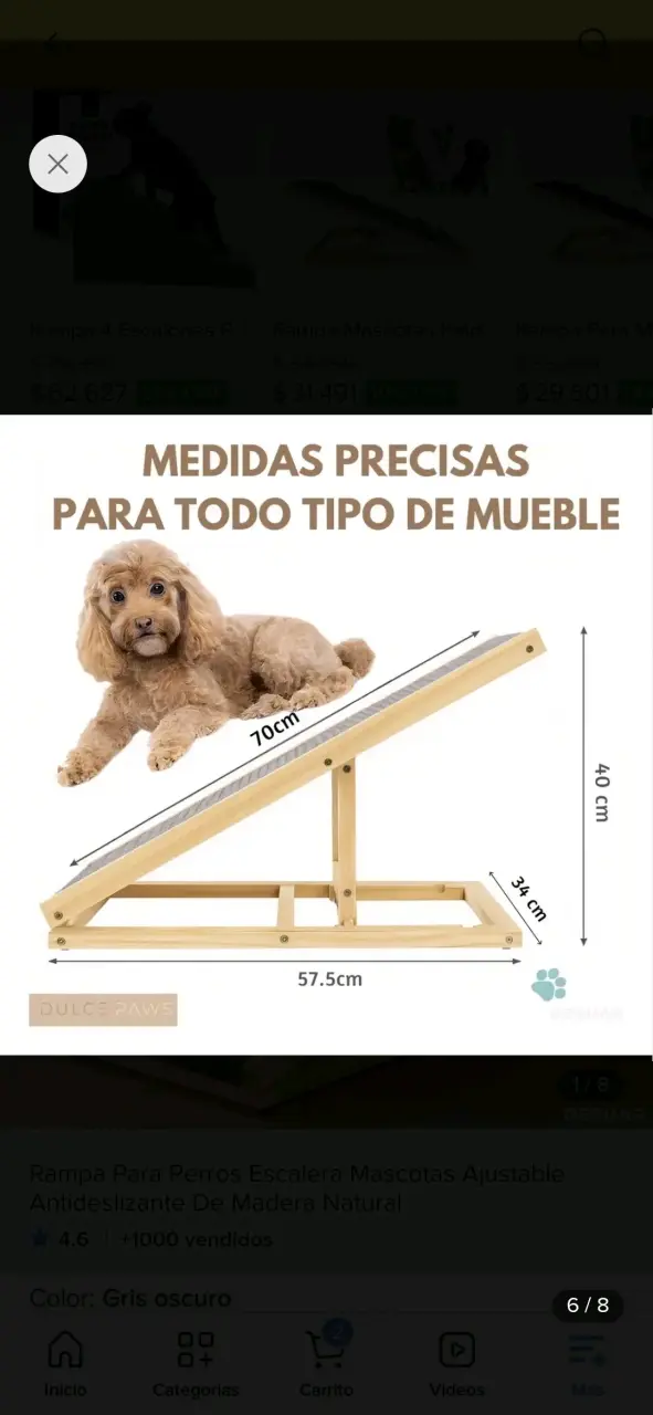 Rampa para perros ajustable de madera antideslizante - 3