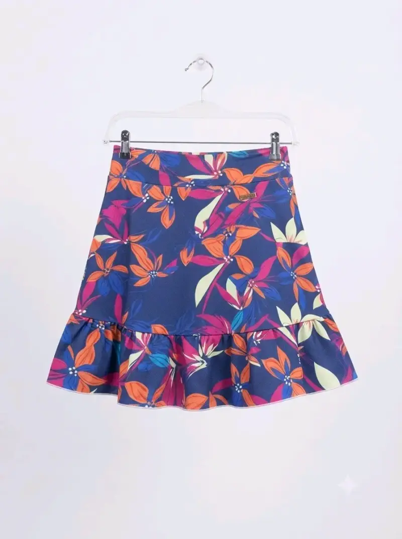 Falda short xxl floral azul para mujer - 2