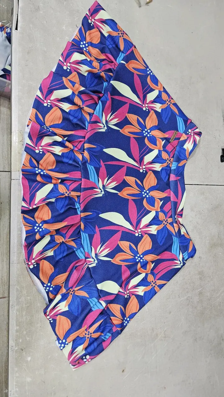 Falda short xxl floral azul para mujer - 3