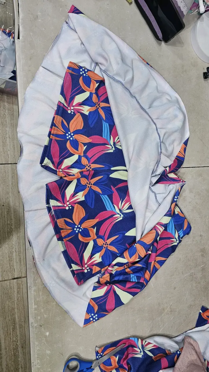 Falda short xxl floral azul para mujer - 4