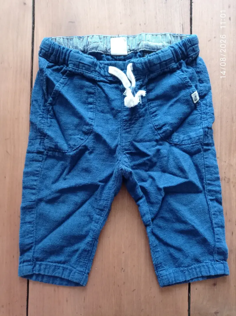 Pantalon de lino bebé azul H&M - 1