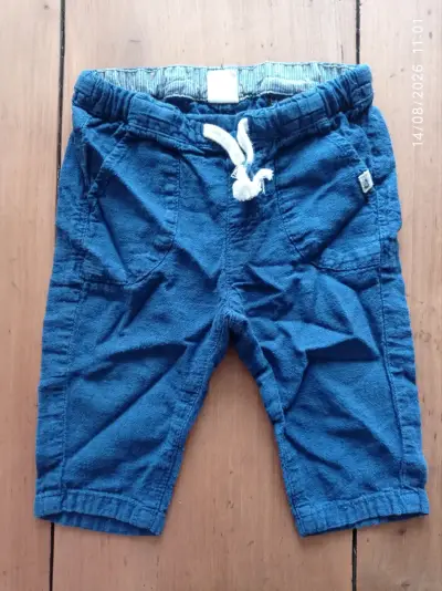 Pantalon de lino bebé azul H&M - miniatura 1