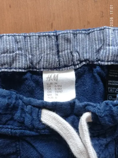 Pantalon de lino bebé azul H&M - miniatura 2