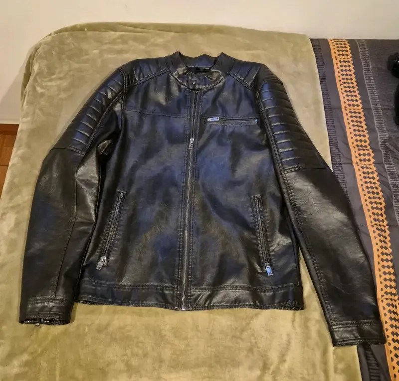 Chaqueta de cuero negra para hombre - 1