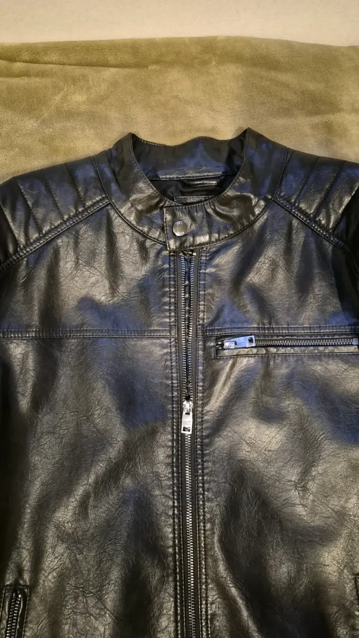 Chaqueta de cuero negra para hombre - 2