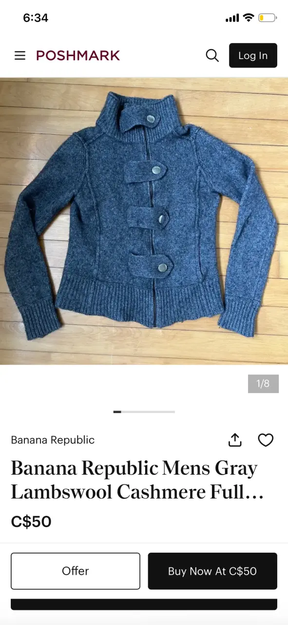 Chaqueta de lana gris Banana Republic con botones decorativos - 6