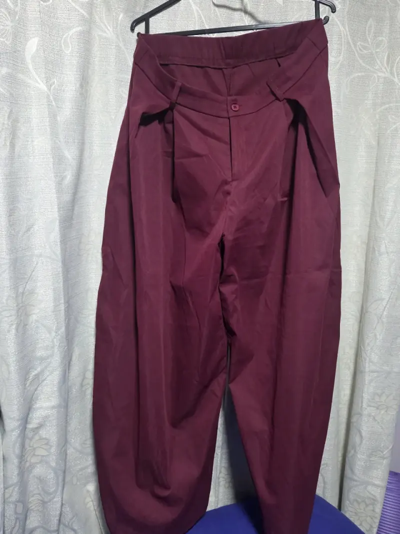 Pantalones anchos burdeos para mujer - 2