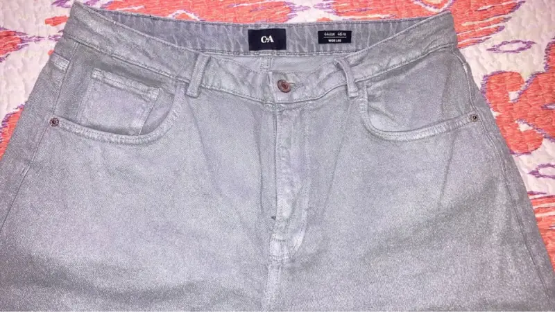 Jeans plateados Wide leg mujer - 3