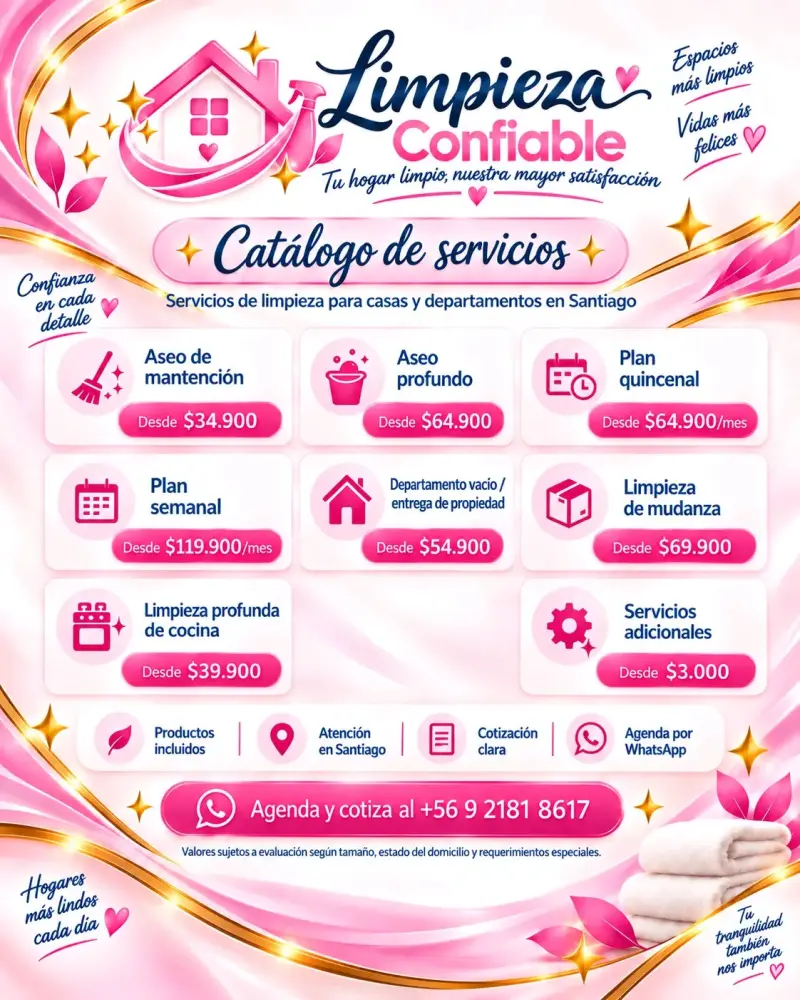 Servicios de limpieza para casas y departamentos en Santiago