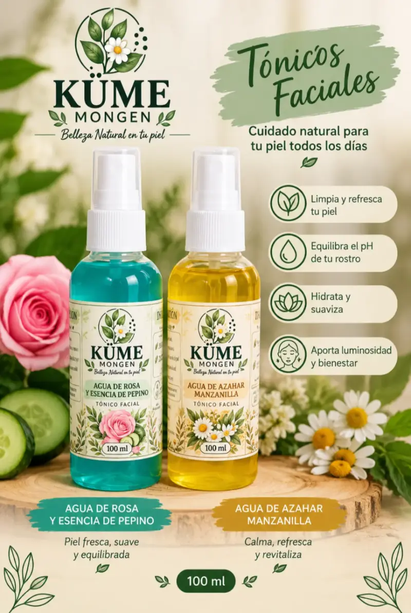 Tónicos Faciales Kume Mongen Agua de Rosa y Azahar