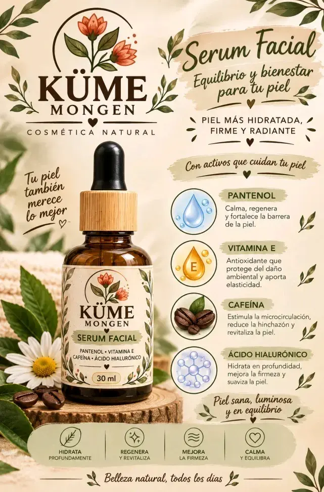 Sérum Facial Kume Mongen 30ml con Pantenol y Vitamina E