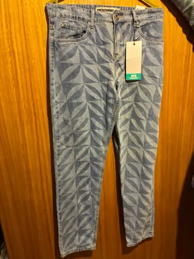 Jeans Americano tiro alto diseño geométrico - miniatura 6