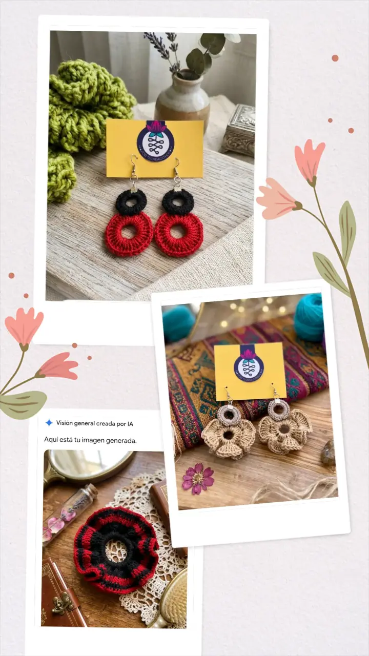 Aros tejidos a crochet en colores vibrantes