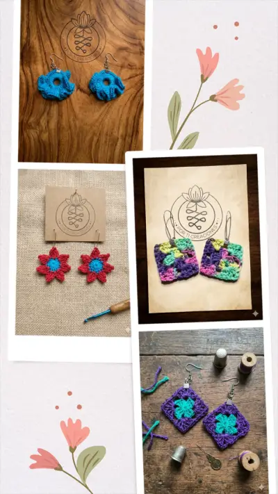Aros tejidos a crochet en colores vibrantes - miniatura 2