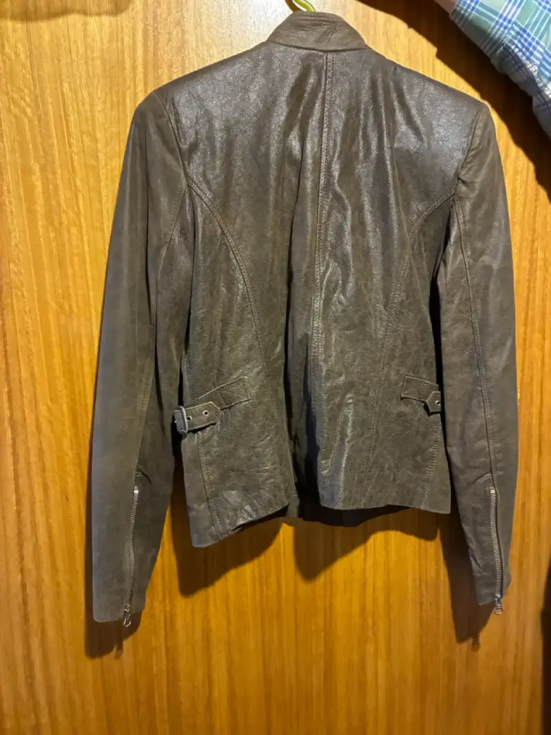 Chaqueta de cuero legítimo marrón para mujer - 2