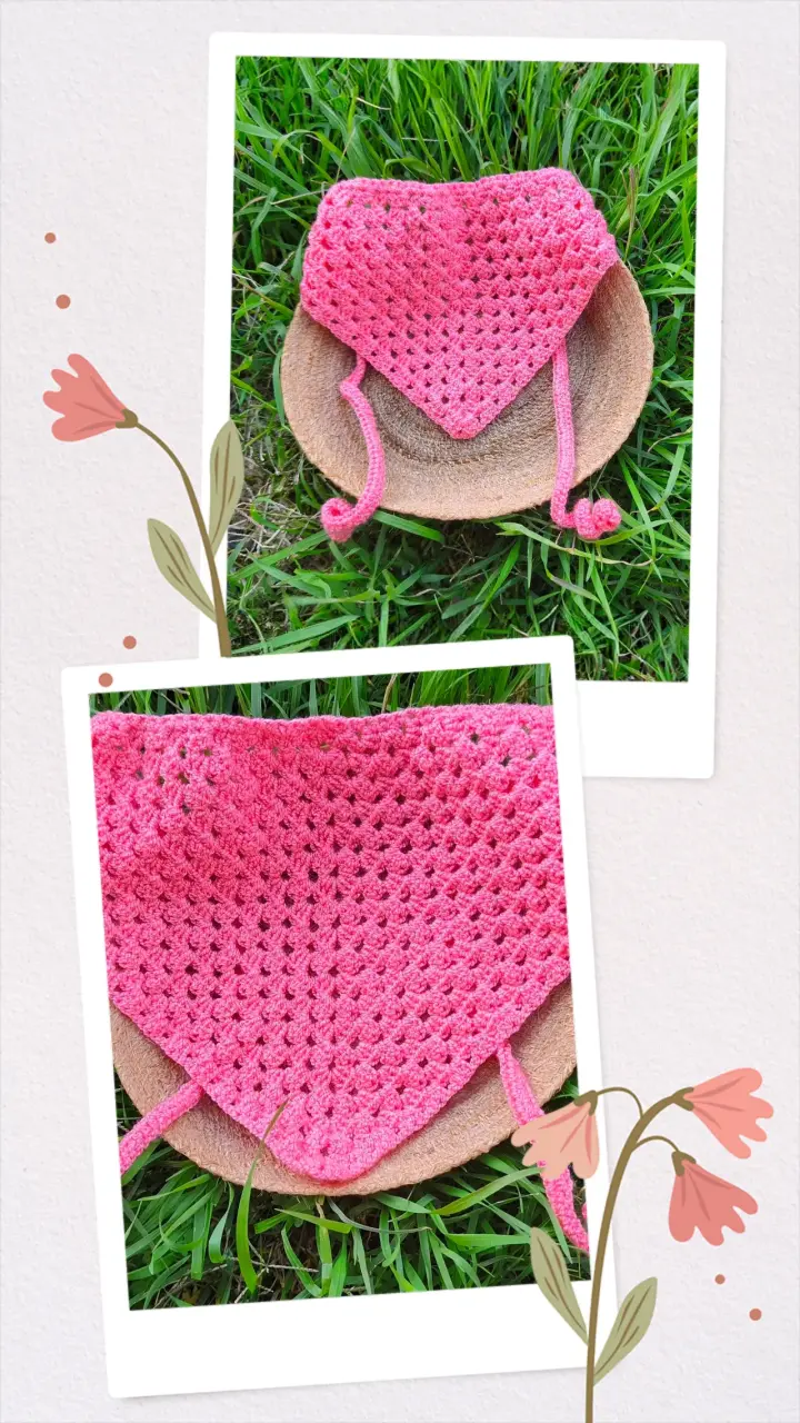 Bandana tejida a crochet color rosa