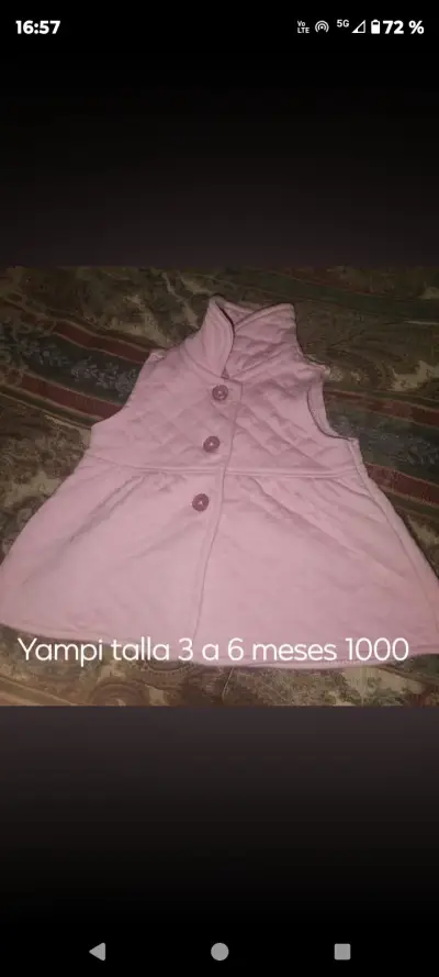 Chaleco rosado para bebé talla 3 a 6 meses - miniatura 1