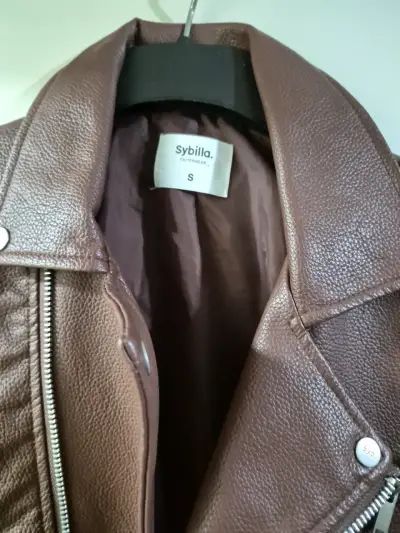 Chaqueta de cuero marrón Sybilla para mujer - miniatura 1