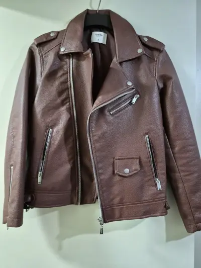 Chaqueta de cuero marrón Sybilla para mujer - miniatura 2