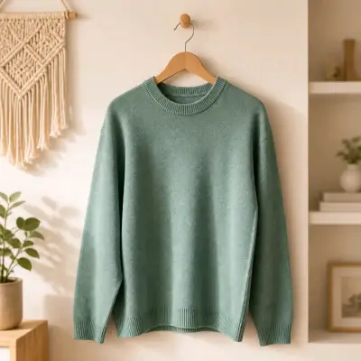 Suéter verde unisex de lana suave - miniatura 1