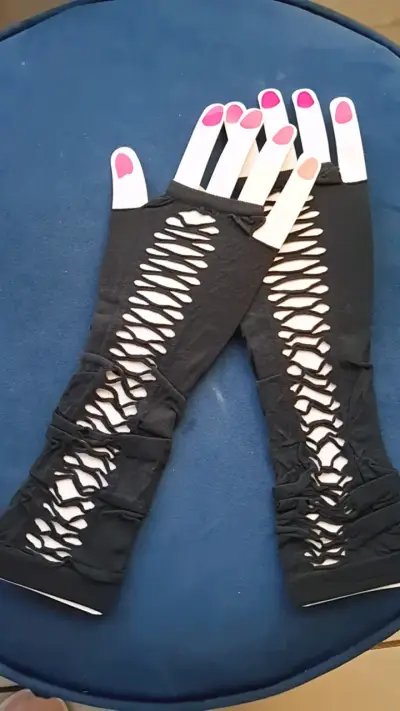 Guantes largos de encaje negro para fiesta - miniatura 2