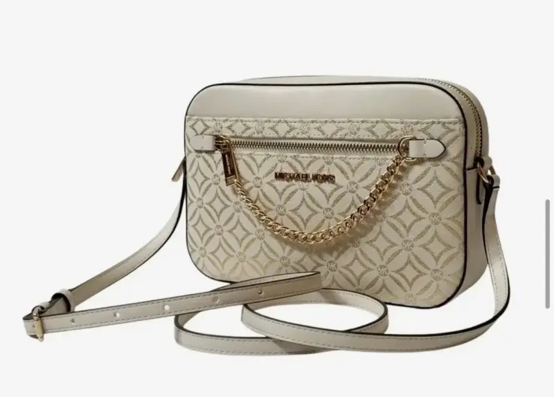 Cartera Michael Kors beige con cadena dorada - 1