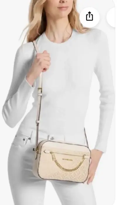Cartera Michael Kors beige con cadena dorada - miniatura 6