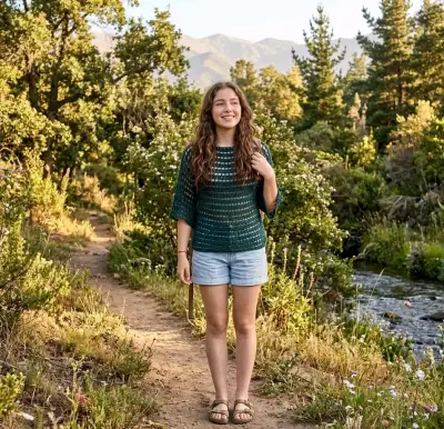 Polera tejida verde para mujer - miniatura 1