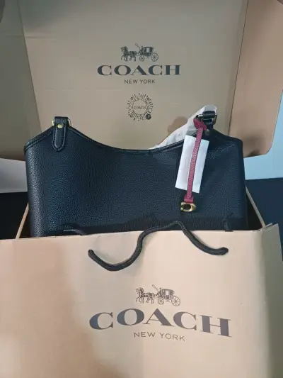 Bolso de cuero negro Coach original - miniatura 2