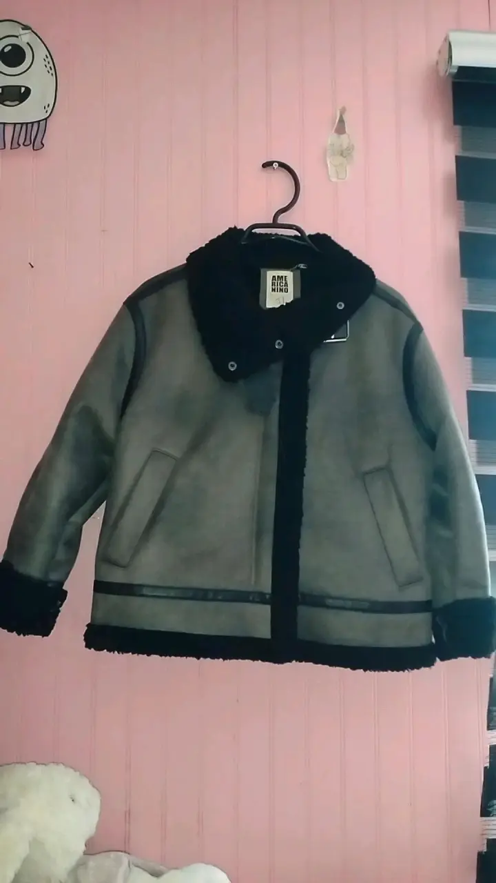 Chaqueta de invierno gris con forro de lana - 1