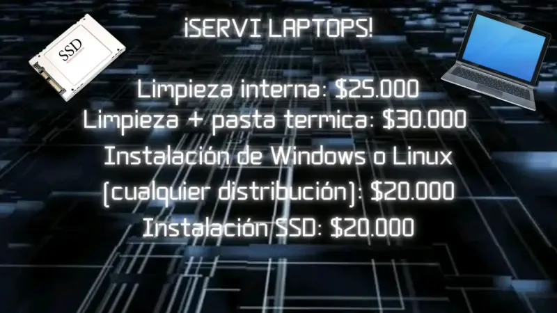 Servicios de limpieza y mantenimiento para laptops