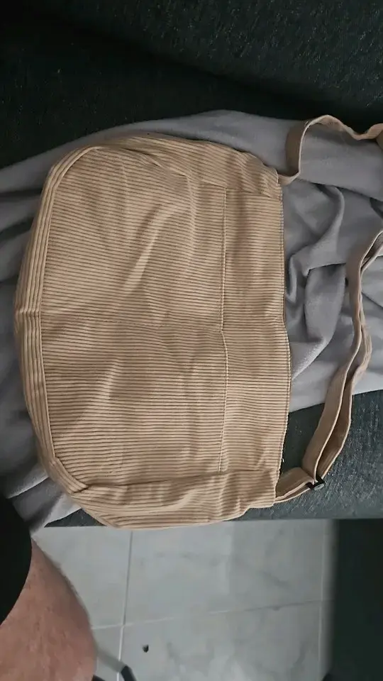 Bolso de hombro beige de pana - 3
