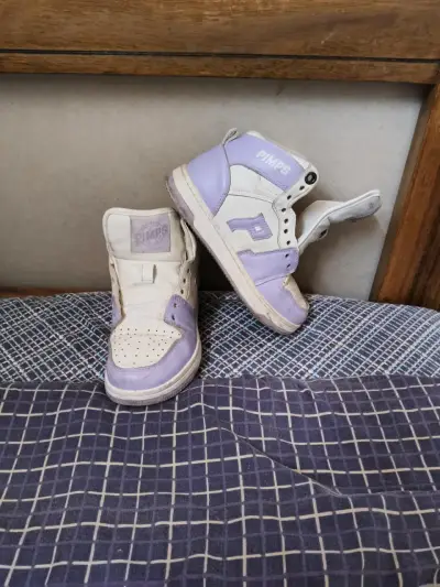 Zapatillas altas blancas y lilas Pimps para niños - miniatura 1
