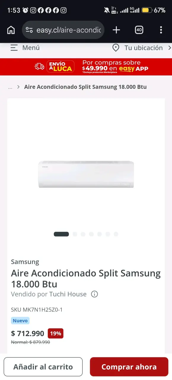 Aire Acondicionado Split Samsung 18000 BTU - 1