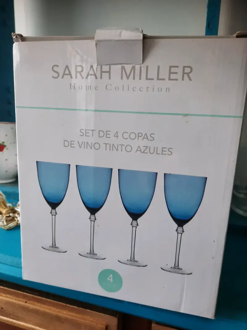 Juego de Jarra y Copas de Vidrio Azul Decorativas - 6