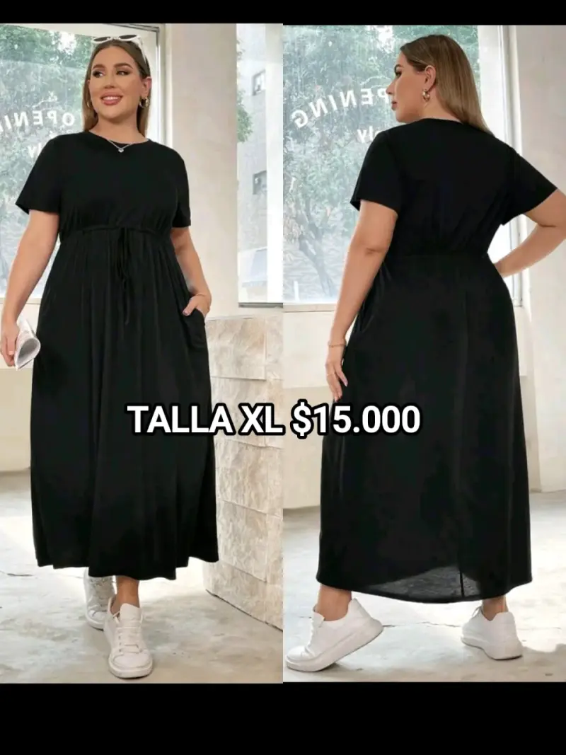 Vestido negro talla XL con bolsillos