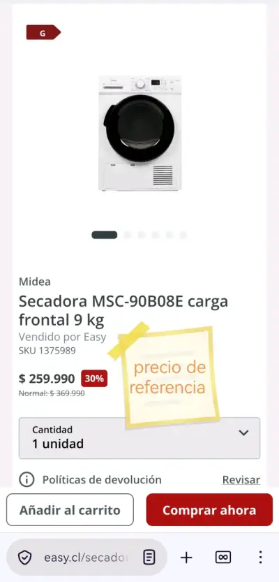 Secadora Midea MSC-90B08E 9 kg carga frontal - miniatura 4