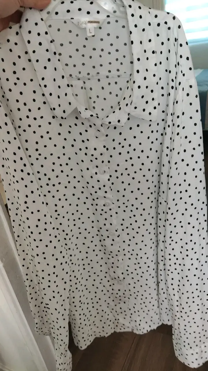 Blusa de lunares blanca talla L - 1