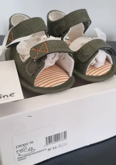 Sandalias de bebé Opaline verde número 16 - miniatura 1