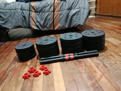 Set de pesas ajustables con barra y discos - miniatura 1
