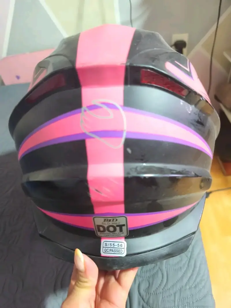 Casco de moto GHB rosa y negro - 3
