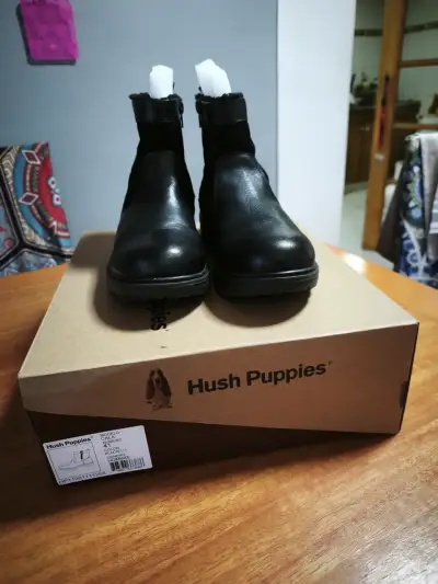 Botines de cuero negro Hush Puppies Campero - miniatura 1
