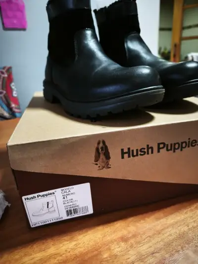 Botines de cuero negro Hush Puppies Campero - miniatura 3