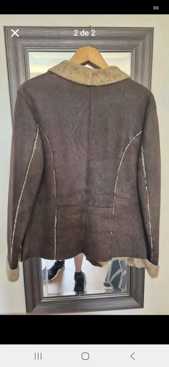 Chaqueta de cuero de oveja uruguaya café - 2