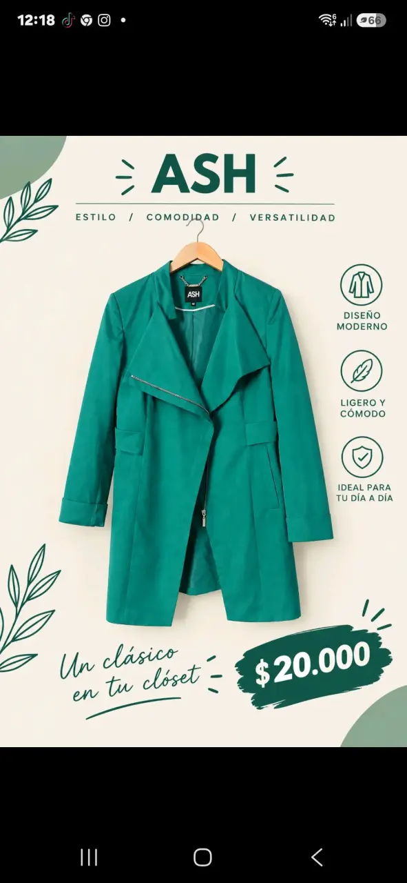 Trench verde turquesa primavera verano marca ASH
