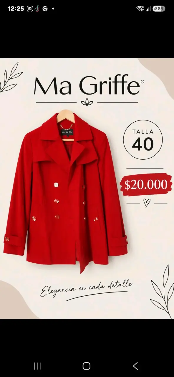 Trench rojo elegante Ma Griffe talla 40