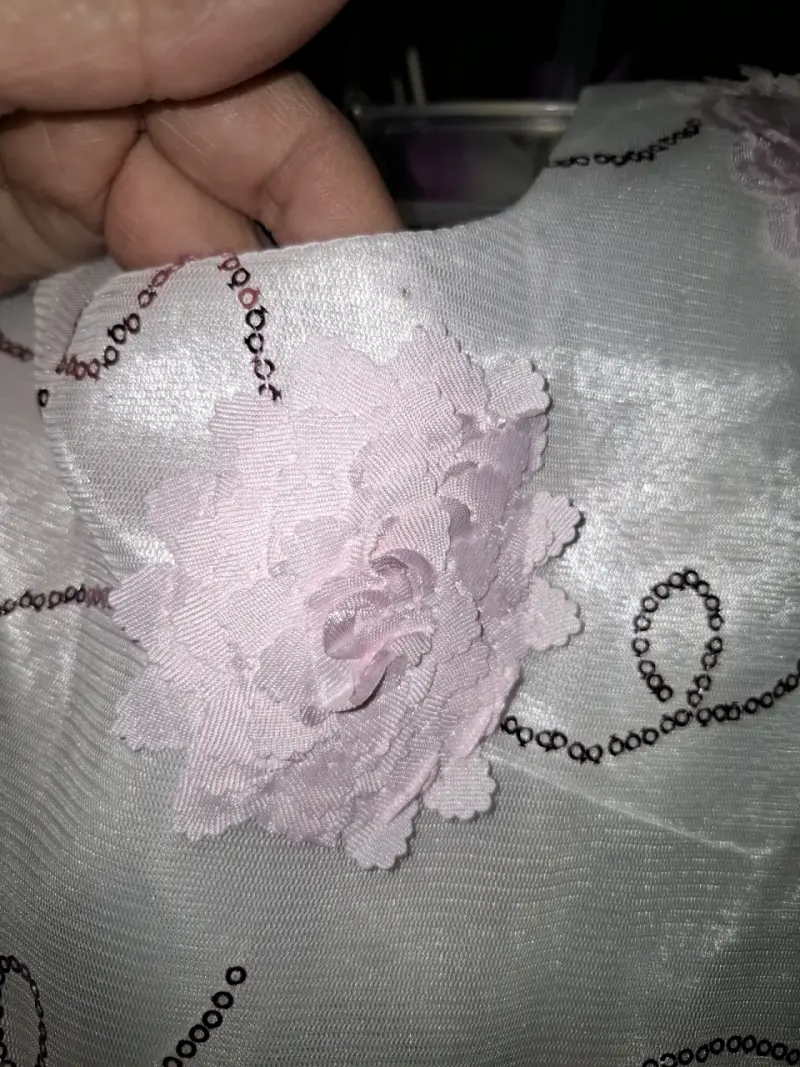 Vestido de niña blanco con flores rosadas - 5